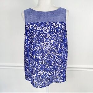 LOFT Bright Periwinkle Purple & White Paisley Sleeveless Blouse - MEDIUM